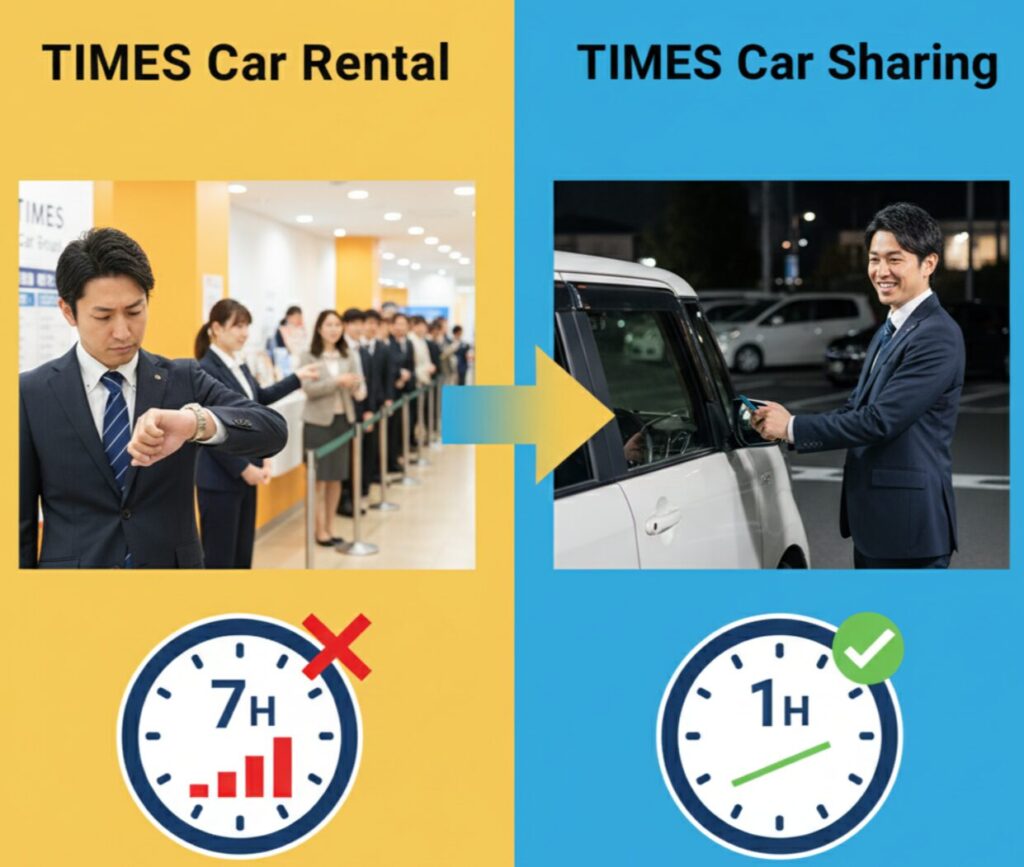 タイムズのレンタカーとカーシェア -利用料金はどっちが安いのか比較