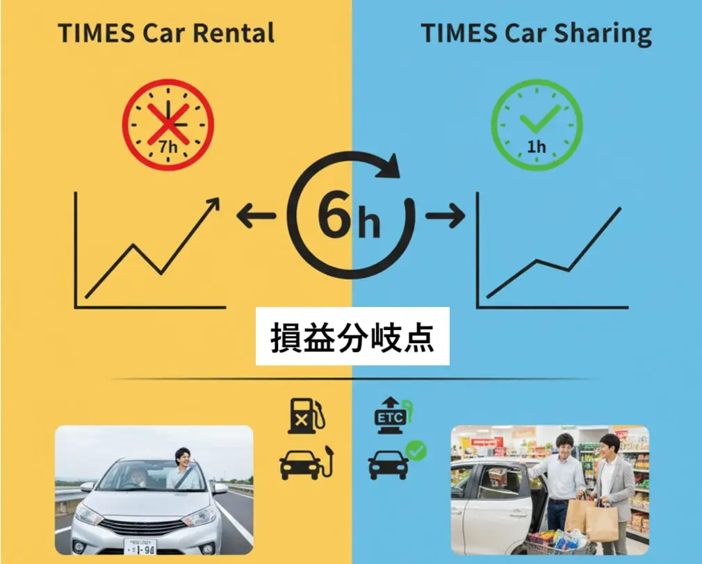タイムズ-カーシェアとレンタカーの損益分岐点
