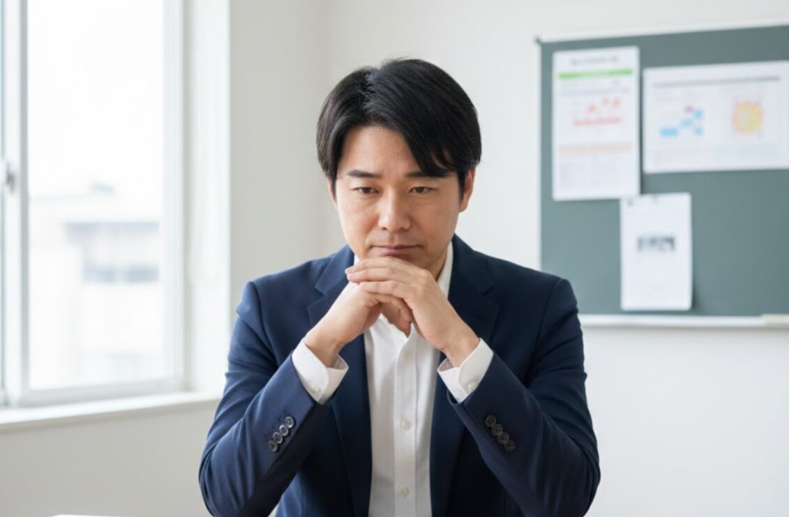 大幅にポイントが減点され、会員ランクが降格する様子を落胆して見つめる日本人ユーザー。TCPスコアの深刻なダメージ。