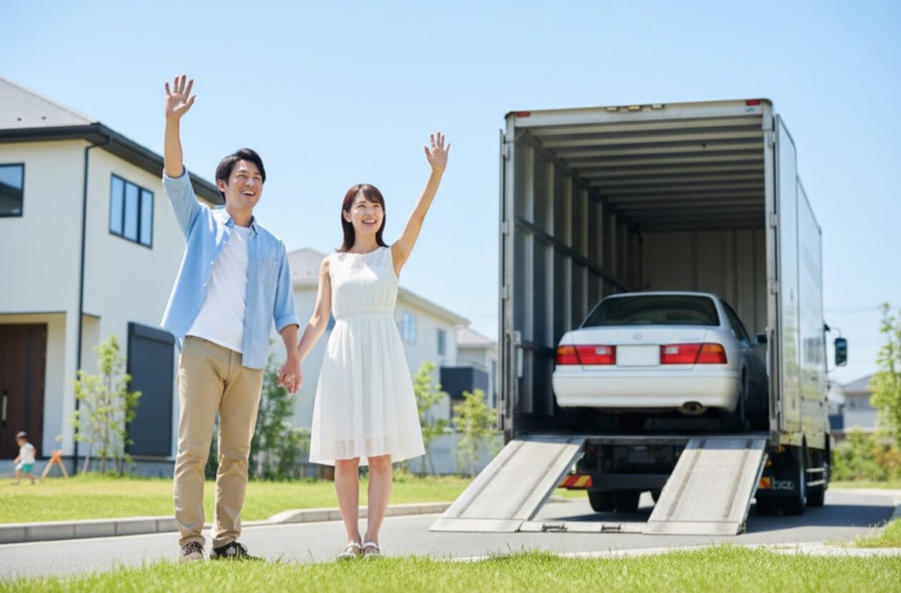 満足のいく価格で愛車を売却し、次のカーライフに向けて明るい未来を見つめる日本人。