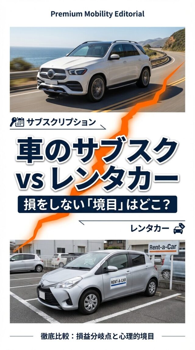 車のサブスクはレンタカーよりお得？損をしない境目と費用を徹底比較