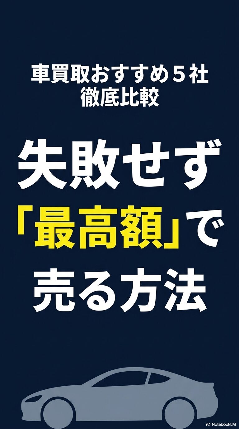 車買取おすすめ5社 の徹底比較と、失敗せず最高額で売る方法 を解説する表紙画像